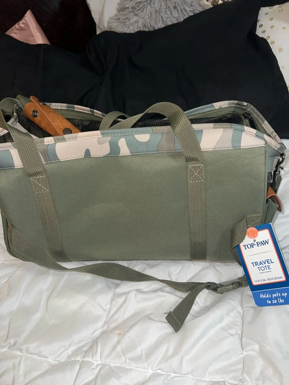 Top Paw Olive Green and Camouflage Travel Tote